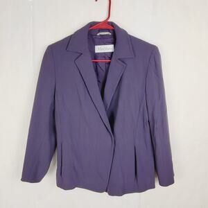 Max Mara purple one button wool blend blazer jacket womens Size 8
